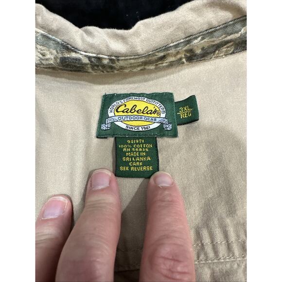 Cabela's 3XL Brown Tan Shooting Patch Button Outdoor Hunting Shirt - Picture 4 of 5